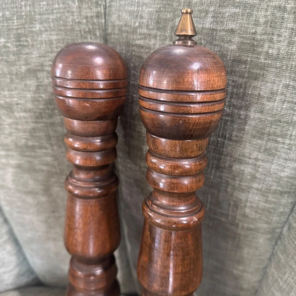 Vintage‎ Dark Wood Salt Shaker and Pepper Mill Set Gailcraft Japan 11 in MCM